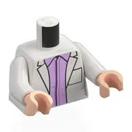 Torso, Lab Coat, Lavender Shirt Print, White Arms, Light Nougat Hands
