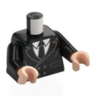 Torso, Black Tuxedo, White Shirt, Black Tie print, Black Arms, Light Nougat Hands