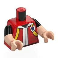 Torso, Dual Molded Arms with Black Sleeves Pattern, Light Nougat Arms and Hands with Print
