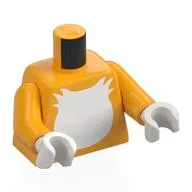 Torso, White Fur Chest Print, Bright Light Orange Arms, White Hands