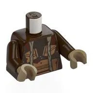 Torso, Dark Brown Arms, Dark Tan Hands with Gold Plating, Dark Tan Hoses Print