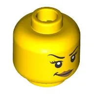 Minifig Head Joey / Chamille, Raised Eyebrow, Eyelashes, Peach Lips, Smirk Print