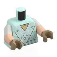 Torso, Dual Molded Arms, Dress, Triangle Front, Silver/Sand Green Decorations, Belt, Dark Tan Shirt Print, White Sleeves Pattern, Light Nougat Arms, Dark Tan Hands