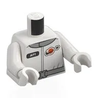 Torso, Space Suit, Classic Space Logo, Black Tag, Light Bluish Grey Belt print, White Arms and Hands