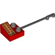 Duplo Telephone on Brick 2 x 2 with Silver and Red Buttons Print