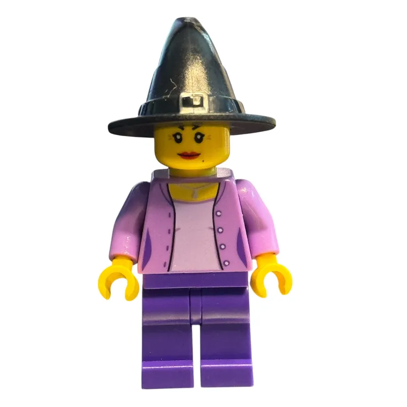 Medium LAvender Torso, Dark Purple Legs, Black Witch Hat