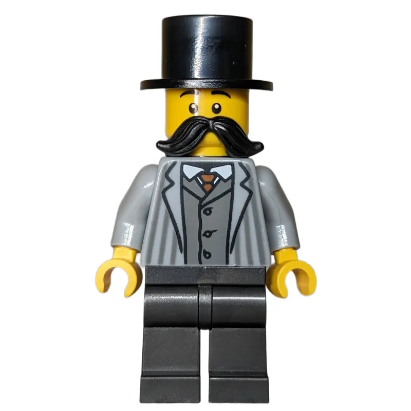 Passenger, Light Bluish Grey Torso, Pearl Titanium Legs, Black Hat, Moustache