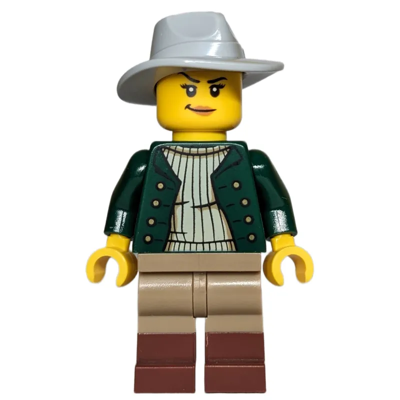 Robber, Dark Green Torso, Dark Tan Legs, Light Bluish Grey Fedora