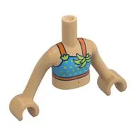 Minidoll Torso Girl with Dark Azure/Orange Bikini, Lime Leavers, Dots Print, Warm Tan Arms and Hands