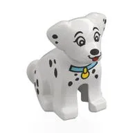 Animal, Dog Sitting with Black Spots, Medium Azure Collar, Yellow Pendant (Dalmatian) print
