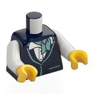 Torso Vest Jacket, White Undershirt, Metallic Light Blue Scarf and Trim Print, White Arms, Yellow Hands