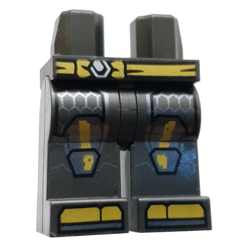 Hips and Pearl Titanium Legs with Yellow Belt, Toes, Armor Plating, Hexagons Print