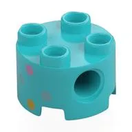 Brick Round 2 x 2, Pin Holes with Multi-Colored Dots Print
