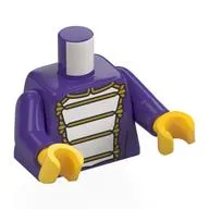 Torso, Marching Band Uniform, White Front, Gold Decorations Print, Dark Purple Arms, Yellow Hands