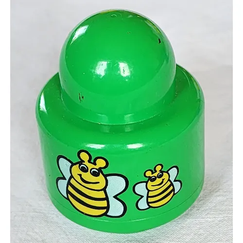 Primo Brick Round Rattle 1 x 1 with Two Bees Print