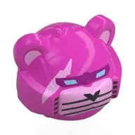 Minifig Head Special, Robot Bear (Team Leader) with Bright Pink Snout, Scar, Black Nose, Whiskers Print