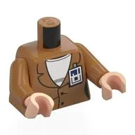 Torso, Coat, White Shirt, ID Badge Print, Medium Nougat Arms, Light Nougat Hands