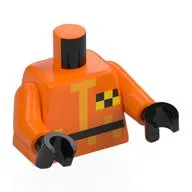 Torso, Pixelated Hazmat Suit, Black Belt, Yellow/Black Checkered Badge Print, Orange Arms, Black Hands