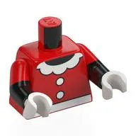Torso, Dual Molded Arms, White Buttons, Collar, Belt (Minnie Mouse) Print, Red Sleeves Pattern, Black Arms, White Hands