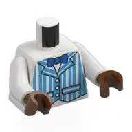 Torso, Medium Azure Striped Dapper Dan Jacket, Blue Bow Tie Print, White Arms, Reddish Brown Hands
