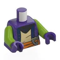 Torso, Torn Vest, Dark Blue Trim, Tan Shirt, Orange Sash, Silver 'G' Print, Lime Arms, Dark Purple Hands