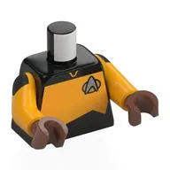 Torso, Silver Starfleet Insignia, Bright Light Orange Panel (Starfleet Uniform) Print, Bright Light Orange Arms, Medium Brown Hands