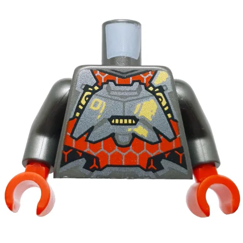 Torso, Mech Suit Armor, Red Panel, Hexagons, Yellow Decorations, '01' Print, Pearl Titanium Arms, Red Hands