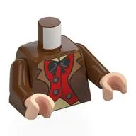Torso Jacket, Red Vest, Black Bow Tie print, Reddish Brown Arms, Light Nougat Hands