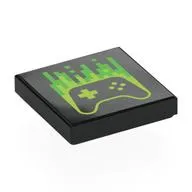 Tile 2 x 2 with Game Controller, Lime/Bright Green Pixels Print