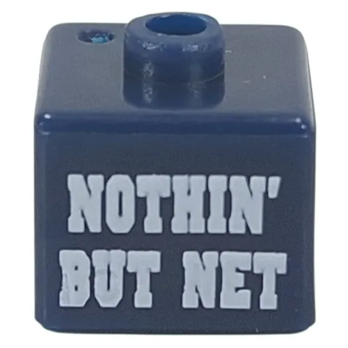 Pen Bead, Square with White 'NOTHIN' BUT NET' Print