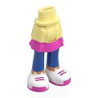 Minidoll Hips and Layered Skirt with Dark Pink Layer, Blue Legs, White Shoes, Dark Pink Laces Print