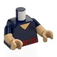 Torso, Dual Molded Arms, Robe, Red/Dark Red Belt Print, Dark Blue Sleeves Pattern, Warm Tan Arms and Hands