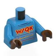 Torso, Red 'WSQK', Yellow 'The Squawk 94.5FM' Print, Dark Azure Arms, Reddish Brown Hands