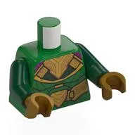 Torso, Gold/Dark Green Armor, Magenta Cape Print, Dark Green Arms, Pearl Gold Hands