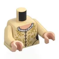 Torso Dress, White Trim, Buttons, Light Nougat Chest, Gold Decorations Print, Tan Arms, Light Nougat Hands