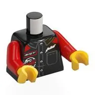 Torso, Jacket, White Tear, Red/White Badge Print, Red Arms, Yellow Hands