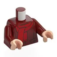 Torso, Coat, Red Scarf Print, Dark Red Arms, Light Nougat Hands