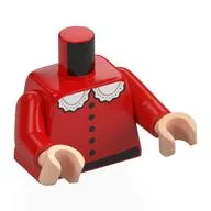 Torso, Dress, White Collar, Black Buttons, Belt Print, Red Arms, Light Nougat Hands