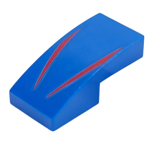 Brick Curved 2 x 1 No Studs with Red Stripes Print