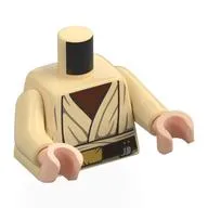 Torso, Jedi Robes, Reddish Brown Shirt, Belt, Gold Belt Buckle Print, Tan Arms, Light Nougat Hands