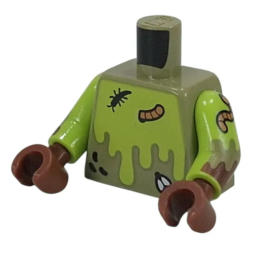 Torso, Lime Slime, Bugs, Fly, Worm Print, Lime Arms, Reddish Brown Hands
