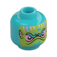 Minifig Head Leviathan, Lime Face, Metal Pink Fish Gills, Eyes