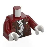 Torso Jacket, Dark Tan Decorations, White Scarf with Ruffles Print, Dark Red Arms, White Hands