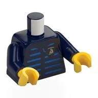 Torso, Racing Suit, Lamborghini Badge, Blue Stripes Print, Dark Blue Arms, Yellow Hands