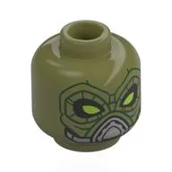 Minifig Head Embo, Lime Eyes, Silver Breathing Mask Print