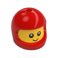 Minifig Head Special, Baby with Red Helmet Pattern, Face Print