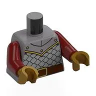 Torso, Silver Armor, Gold Trim, Reddish Brown Belt Print, Dark Red Arms, Pearl Gold Hands