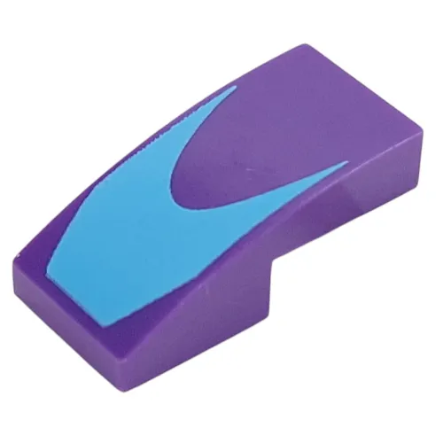 Brick Curved 2 x 1 No Studs with Medium Azure Shape Print