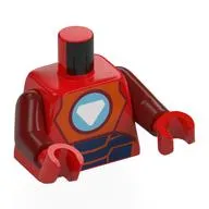 Torso, Iron-Man Armor, Reddish Brown/Dark Blue Panels, Medium Azure Arc Reactor, White Triangle Print, Dark Red Arms, Red Hands