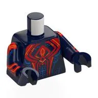 Torso, Dark Red Spider, Yellow Circuitry, Blue Muscles, Dots, Dark Red Webbings on Arms Print, Dark Blue Arms and Hands